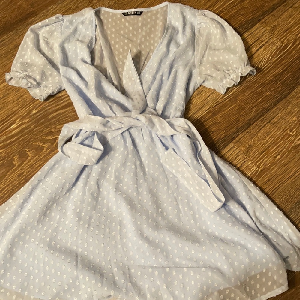 Cottagecore blue polka dot dress